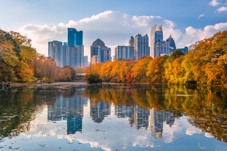 Atlanta, Georgia, USA Piedmont Park skyline in autumn  ACS